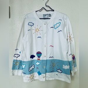 Michael Simon Sunny Day Embroidered Cardigan Large